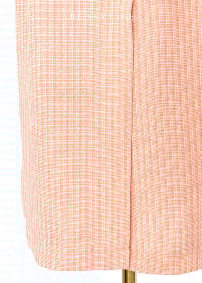 鮭魚粉橘色小格紋氣質長裙（28-32"）4