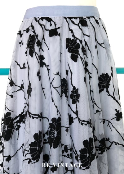 黑灰枝葉紋理紗質蓬裙(25-35")8