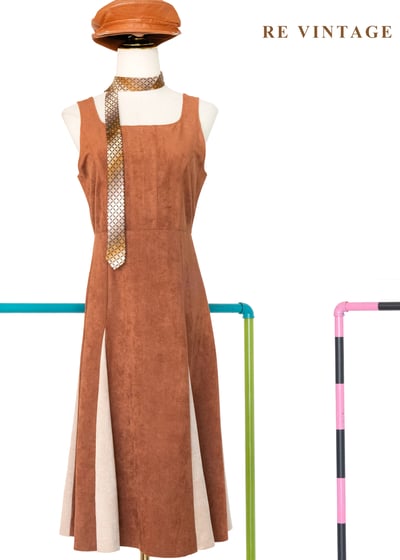 溫潤南瓜橘拼色洋裝1