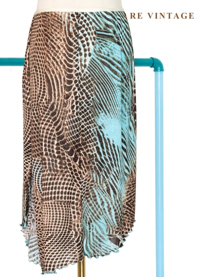蛇紋錯位美感 - 湖水藍幻象及膝裙（24-29"）10