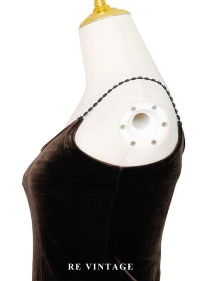 必備單品 - 小花亮鑽巧克力色絨布背心6