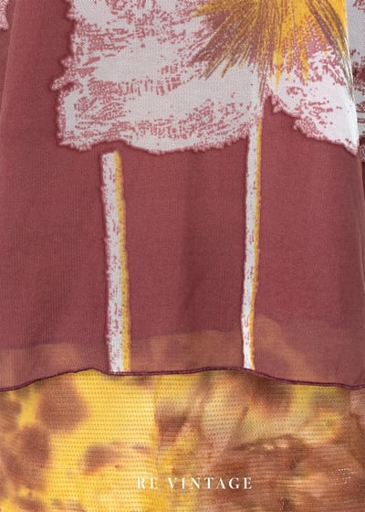 酒紅白花網紗上衣11