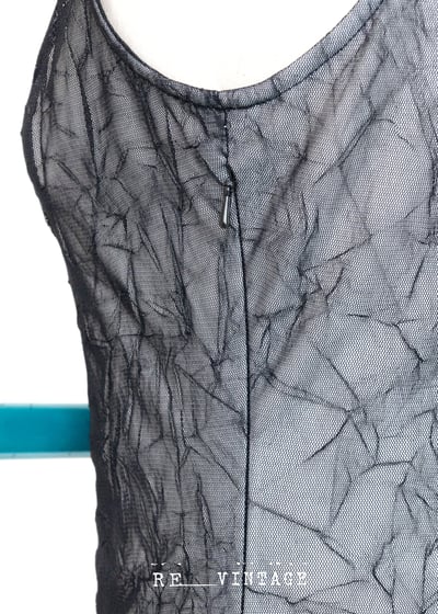 Crinkled 網紗蜘蛛網中長洋裝12