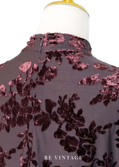 酒紅盛開の花朵短袖上衣8