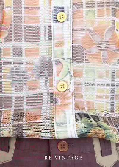 格子裡の可愛小花網紗上衣5