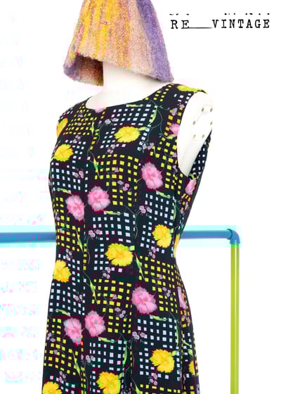 雙色康乃馨格紋長洋裝8