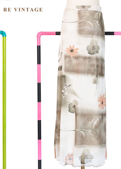 朦朧花影白牆網紗長裙（27-33"）8