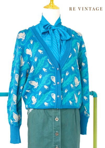 海水浴場藍藍的針織毛線衣外套1