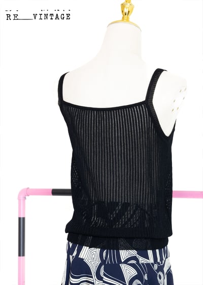 珠珠小花透膚黑色細肩帶背心9