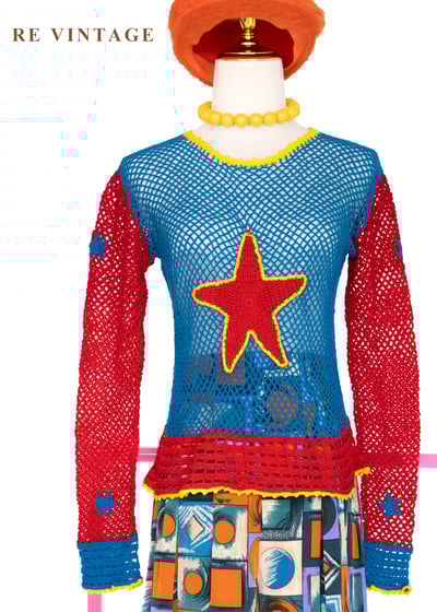 塗鴉星星毛線網狀上衣1