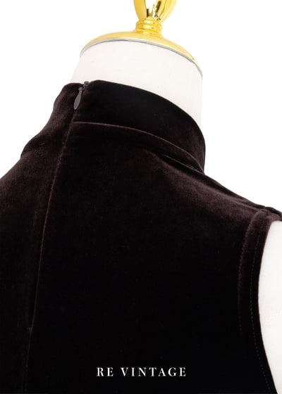 氣質單品 - 深咖啡色質感絨布貼身長洋裝9