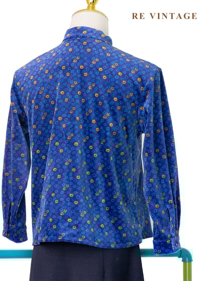 星空花朵散寶藍色絨布上衣8