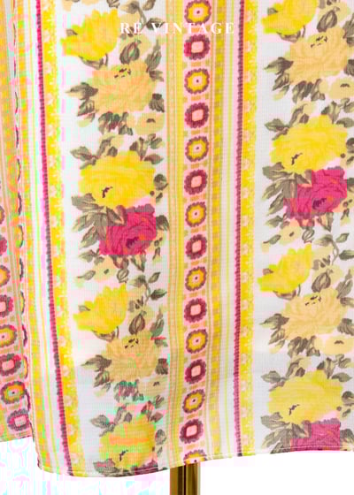 奶油檸檬黃線條粉紅玫瑰迷你洋裝6