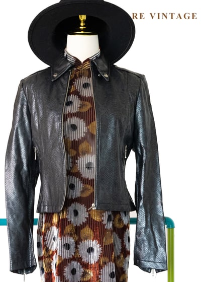 土耳其製 - 仿蛇皮壓紋光澤亮皮外套1