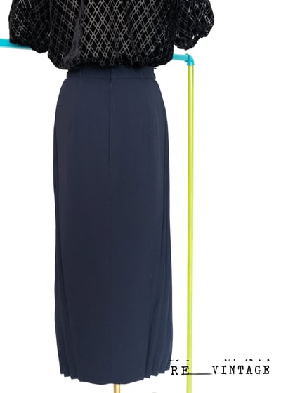 千層百褶氣質深藍色中長裙6