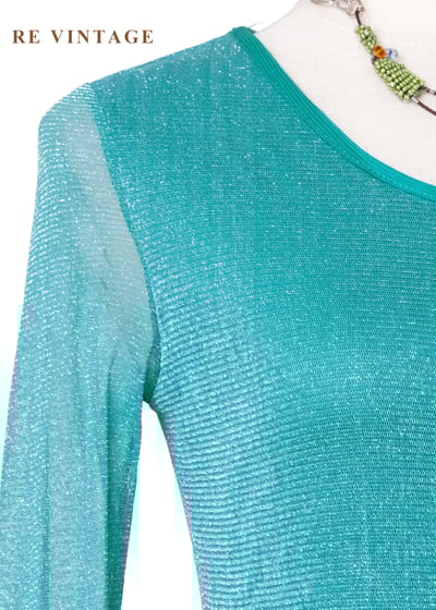 極光藍綠色閃亮貼身長袖上衣4