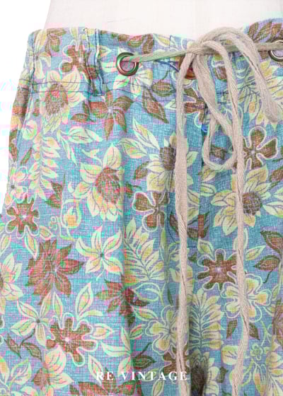 鄉村藍棕黃花慵懶午後寬版直筒褲（24-32"）5