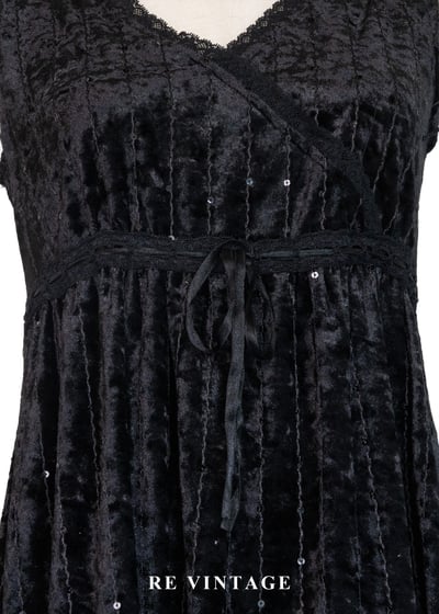 無聲流星黑絨迷你洋裝8