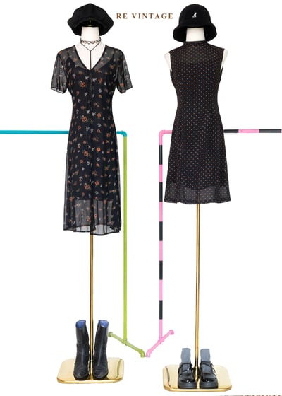 暖調浪漫紅白花透膚長洋裝2