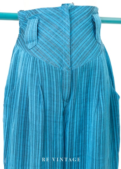 Bohemian 湖水藍線條高腰小腳褲（25"-27")3