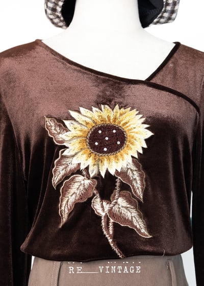 Happy sunflower 咖啡色絨布上衣5