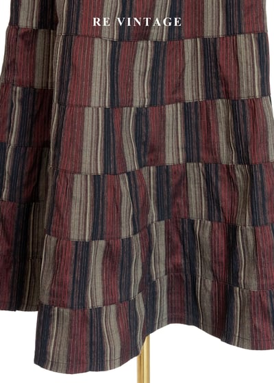 時空階梯條紋拼貼格紋長裙（25-29"）4