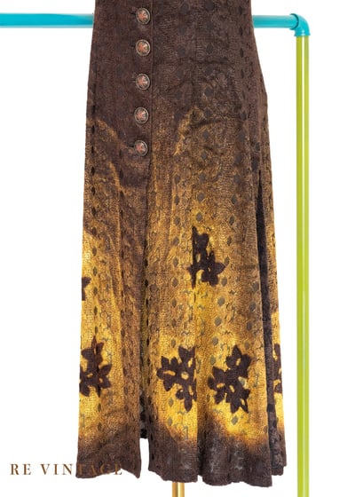 Yellow Brown Gradient 漂亮燒絨小花洋裝/長版背心14