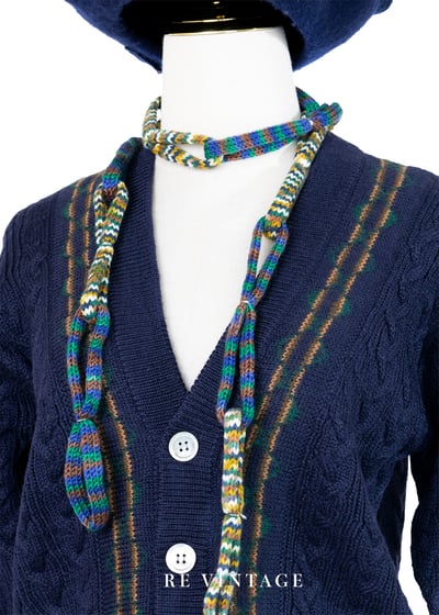 書生學院派深藍色魚骨紋針織外套3