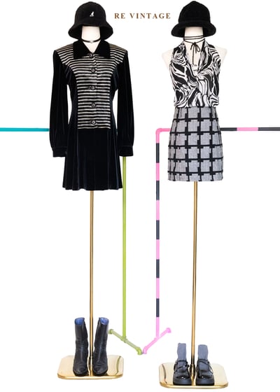 錯視階梯格紋毛呢短裙（28"）2