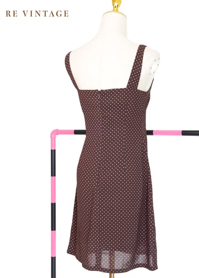 Mini 小花巧克力色吊帶短洋裝6