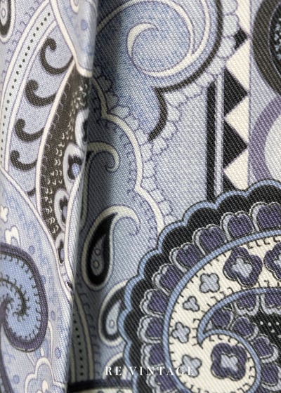 Scarf Print 漂亮的淺淺藍印花中長裙（27"）6