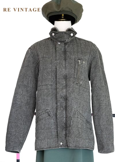 重磅水洗迷幻格紋硬挺夾克5