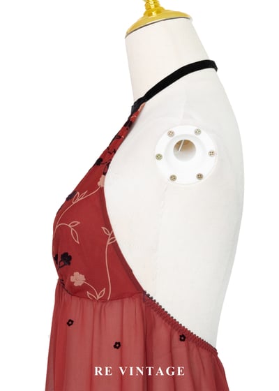 一抹紅露背小花背心/洋裝8