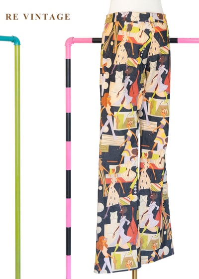時尚插畫摩登色女伶長褲（27"）8