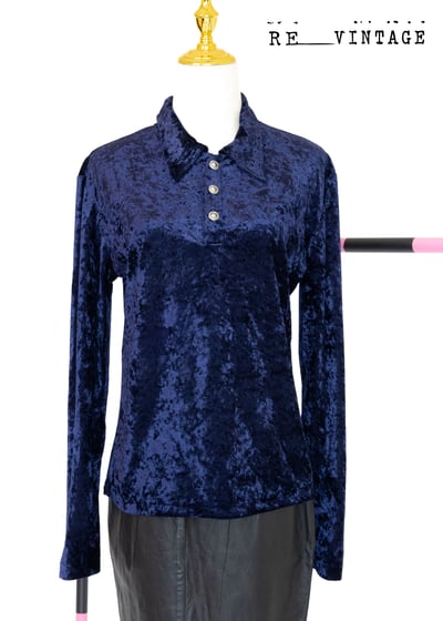 魔法光澤藍絨布長袖上衣1