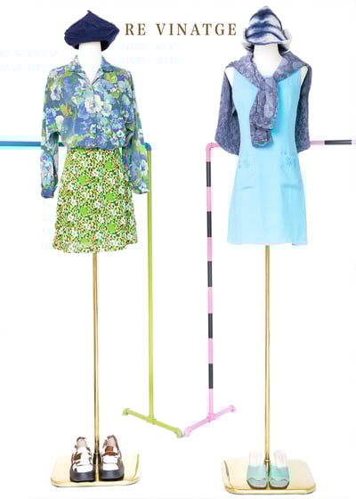 水藍色四朵小花夏日迷你洋裝2