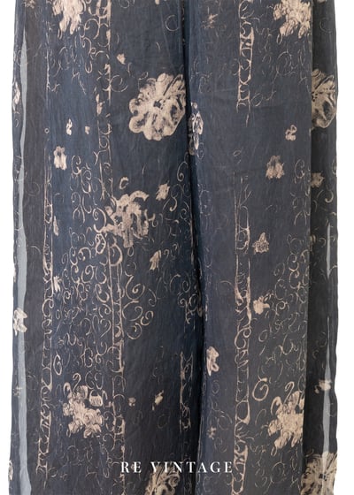 墨夜花煙灰藍色雪紡高腰長褲（25"）8