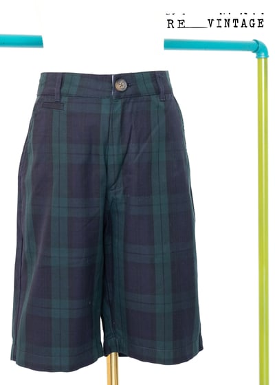 森林綠格紋五分短褲1