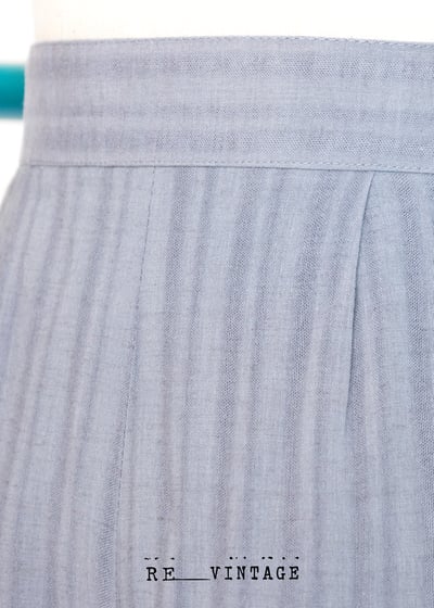 日本製 - 輕薄棉麻質料灰藍色線條短褲8