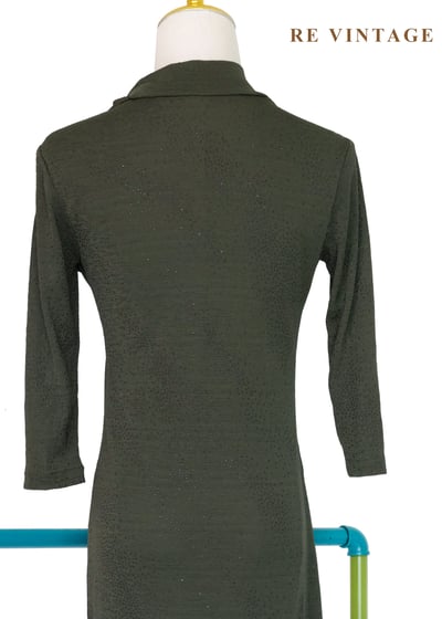 優雅高領領結微光墨綠貼身洋裝12