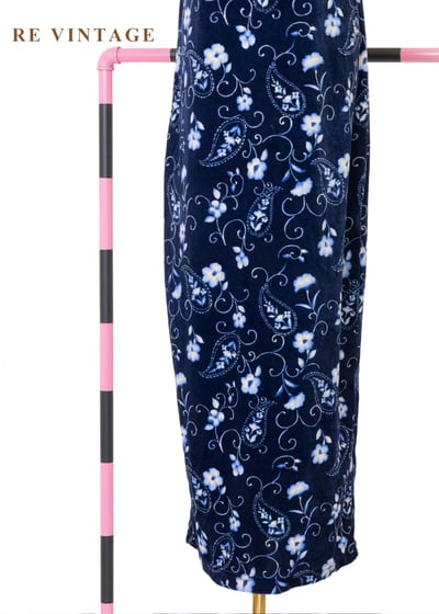 月光身藍花會絨布長洋裝4