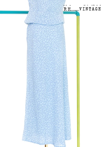 義大利製 - Sisley 水藍色小花長洋裝11