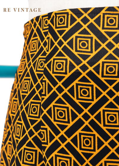 螢光橘小方格高腰長裙（24-28"）5