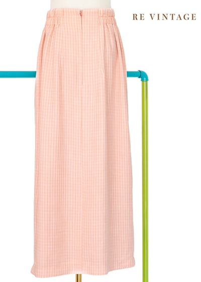 鮭魚粉橘色小格紋氣質長裙（28-32"）7