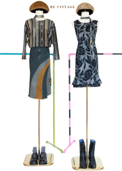 冬日午後一抹陽光一朵小花丹寧裙（27"）2