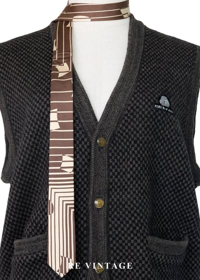 質感單品 - 黑棕色棋盤格毛料針織背心4