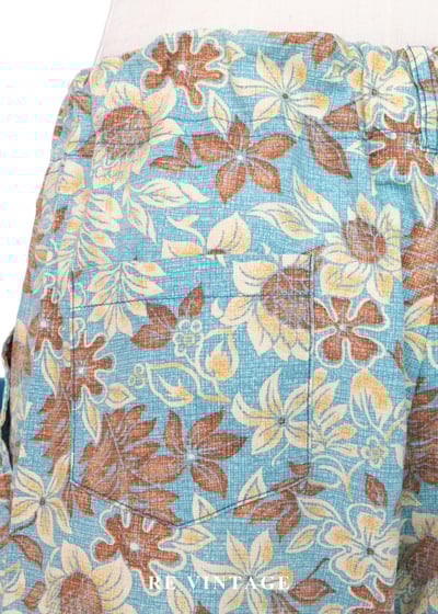 鄉村藍棕黃花慵懶午後寬版直筒褲（24-32"）12