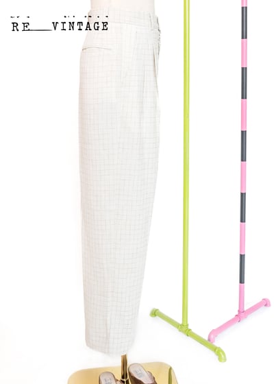 棕色格子米白熱西裝寬版直筒褲5