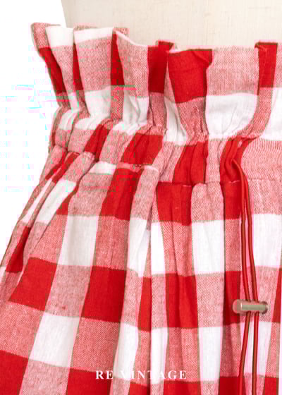 鬆軟紅格子荷葉飄飄高腰長褲（24-32"）5