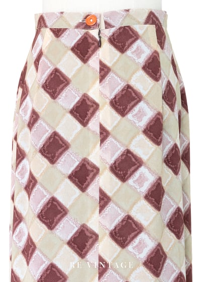 酒紅與米白的棋盤詩篇長裙（26"）9